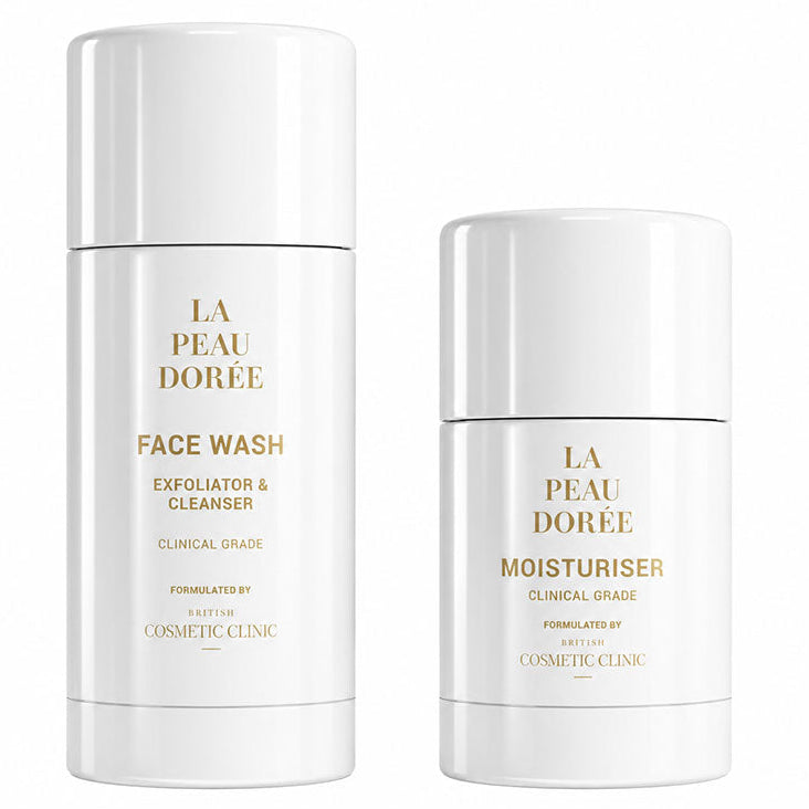 La Peau Doree Bundle Face Wash 1 bottle 100ml and Moisturiser 1 bottle 50ml formulated by British Cosmetic Clinic