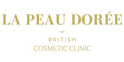 Gold serif text on a white background reading 'LA PEAU DORÉE' with smaller text below reading 'BY BRITISH COSMETIC CLINIC'.